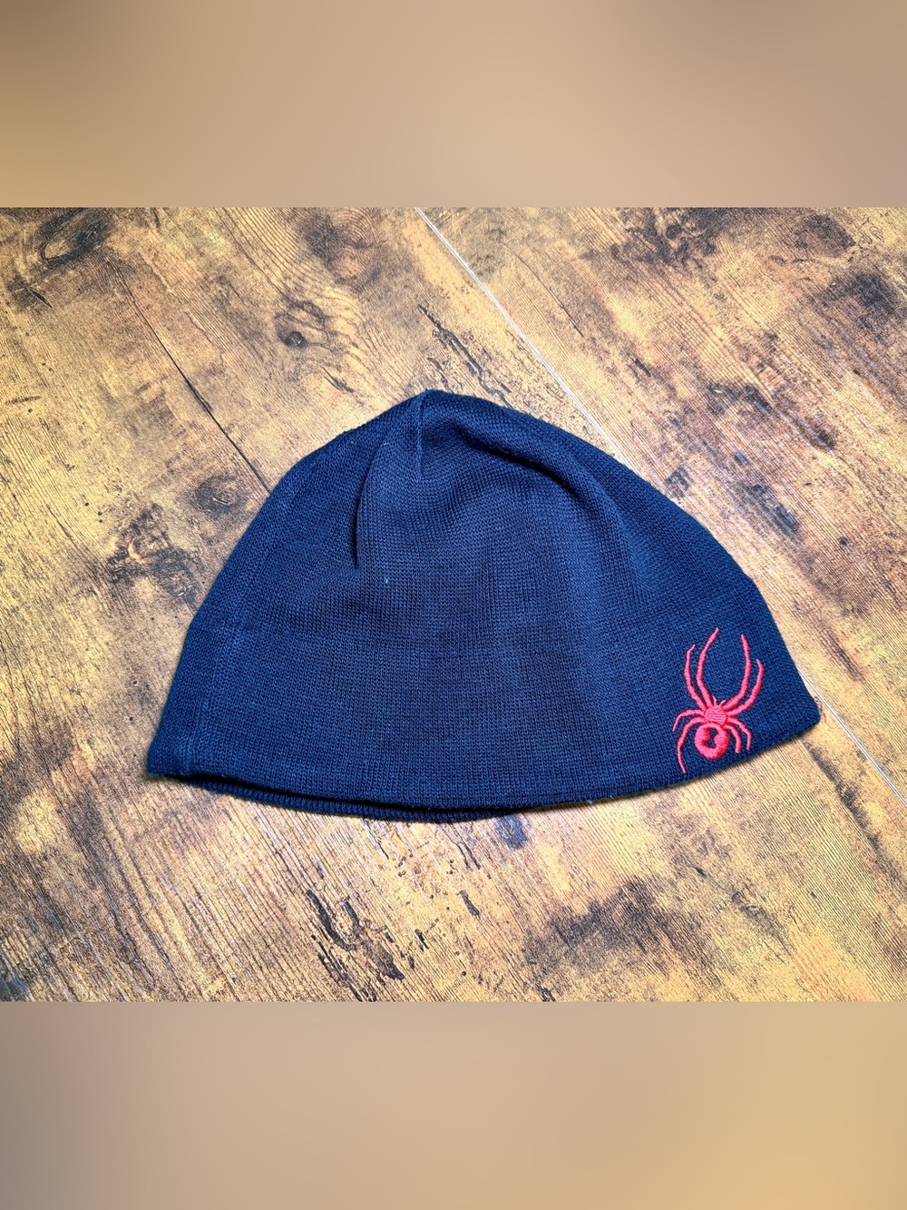 Vintage Y2K Spyder Black Red Knit Beanie Hat Retro Goth Grunge Alternative Emo